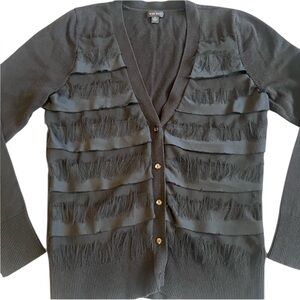 Nine West Black Fringe Ruffle Cardigan‎ – Women’s Small